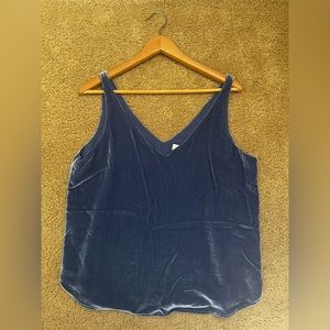 LOFT | Velvet Double V-neck Shell Blue Cami | (NWT) | M